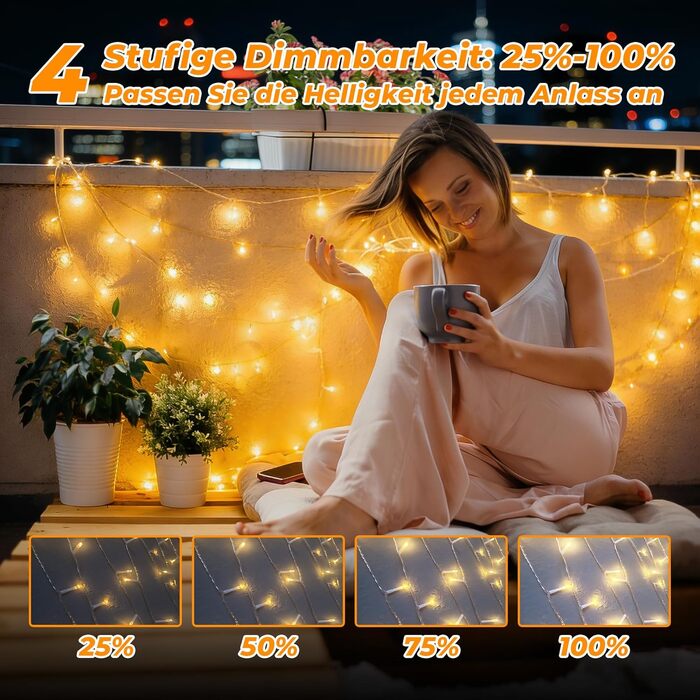 Світлодіодна гірлянда HeiPard 80м 800 LED, теплий білий колір, 8 режимів роботи, з таймером та димером, для приміщення та вулиці