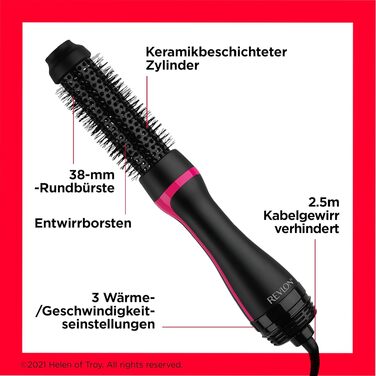 Revlon One-Step Style Booster RVDR5292UKE – Фен-щітка для укладання 38 мм з керамічним покриттям та іонізацією