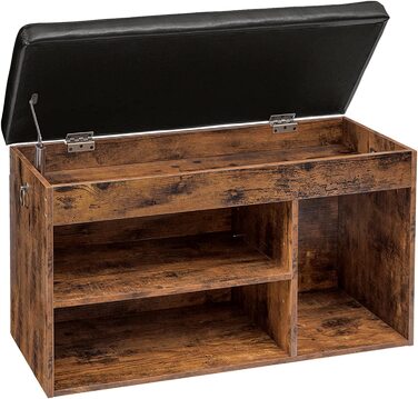 Лавка для взуття HOOBRO з м'яким сидінням, 3 відкриті полиці, 82x31,5x46,5 см, місткий взуттєвий шафа для передпокою та вітальні, витримує до 150 кг
