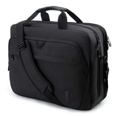 Сумка для ноутбука Bagsmart 17.3 дюймів, розширювана ділова сумка-месенджер для чоловіків та жінок, захисний чохол для бізнес-поїздок та офісу, чорна