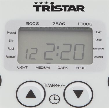 Хлібопічка Tristar BM-4586, регулювання скоринки, програма без глютену, біла