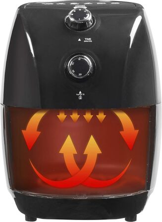 Фритюрниця Bestron AAF300 з гарячим повітрям, 1,5 л, 900 Вт, автоматичне вимкнення, технологія PrepAir, чорна