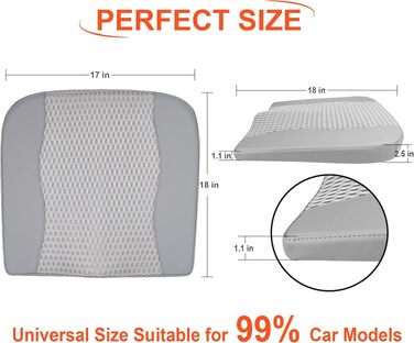 Автомобільна подушка Lofty Aim з піни Memory Foam для водія: підтримка спини, зняття болю при ішіасі, для автокрісла, офісного крісла, візка (сіра, PU-шкіра, 4D Mesh)