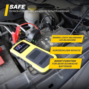 Бустер для автомобіля MAXTOOLS JS500 2200A 22Ah, пусковий пристрій (джампстартер) для 12V дизельних та бензинових двигунів, Powerbank з LED-ліхтарем та USB