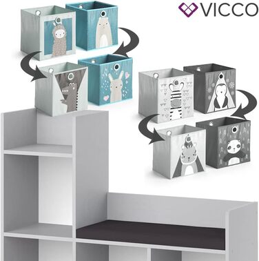 Дитячий стелаж Vicco Luigi сірий, 107x88 см, з 2 або 6 складними коробами