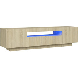 Тумба під телевізор з LED підсвіткою vidaXL, дуб сонома, 160x35x40 см, сучасний ТВ стіл, меблі для вітальні