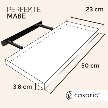 Настінна полиця Casaria Holz Schwarz 15 кг - для кухні, вітальні, коридору. Плаваюча полиця, книжкова полиця, матова