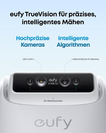 Робот-газонокосарка eufy E15 без дроту, до 800 м², TrueVision, навігація, уникнення перешкод, керування через додаток