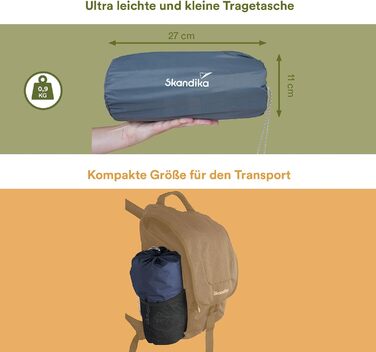 Надувний туристичний килимок Skandika Elite Exclusive Air, 7,5 см, сірий, односпальний, ізоляційний мат для кемпінгу