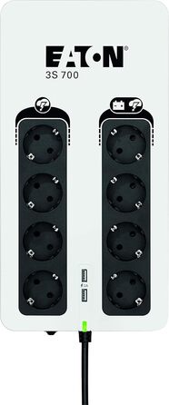 USV Eaton 3S Mini 36W для роутерів, камер та Smart Home (700VA/DIN) - Білий/Чорний