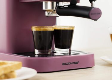 Кавомашина ECODE Delice Purple 20 Bar з капучинатором та резервуаром 1.5 л - Еспресо, Подвійне дозування, Манометр