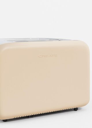 Тостер CREATE TOAST Retro Doble - 6 режимів, піддон для крихт, розморожування, підігрів, 2 широкі слоти, 750W (пісочний)