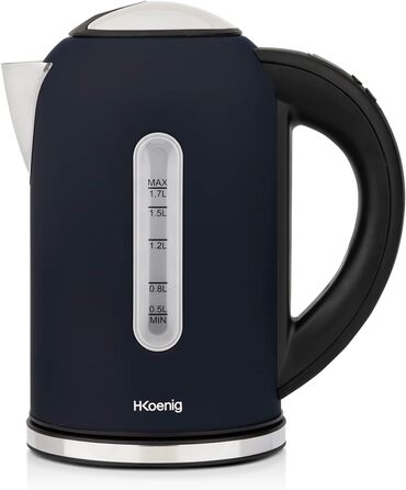 Електричний чайник H.Koenig BOE56, 2200 Вт, 1,7 л, 360° база, LCD, темно-синій матовий