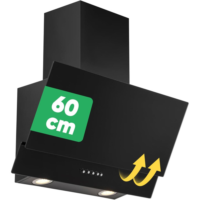 Витяжка кухонна Bomann DU 7607 G, 60 см, чорна, для рециркуляції та відведення повітря, 3 режими потужності
