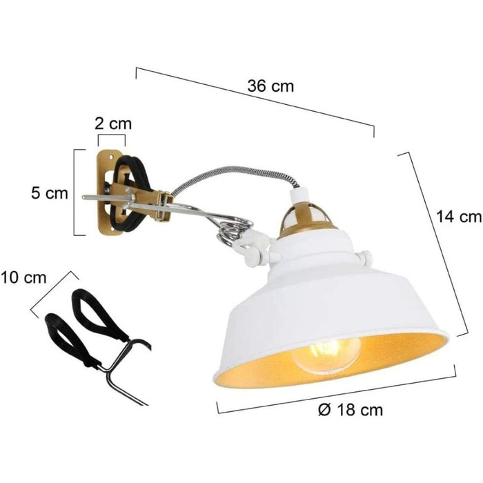 Світлодіодна настільна лампа-кліпса для читання, вінтажна, E27, 4Вт LED, біло-золота, для ліжка чи офісу