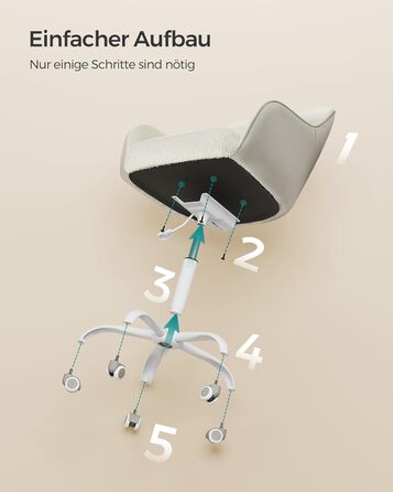 Офісне крісло SONGMICS, обертове, регульоване, до 110 кг, дихаючий шерпа та PU, для робочого кабінету, спальня, капучино-бежеве