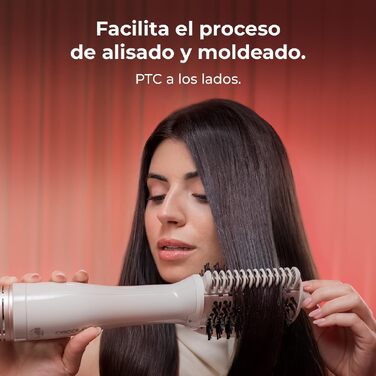 Фен-щітка Cecotec Air DryBold Essential з іонізацією, 1200 Вт, для сушіння, випрямлення та надання об'єму, 3 режими, бежево-рожевий