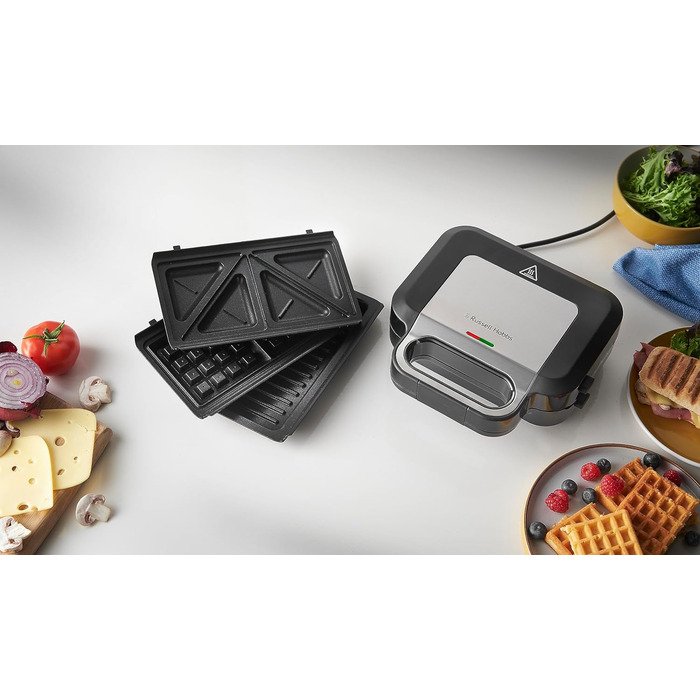 Мультифункціональний пристрій Russell Hobbs 3-в-1: сендвічниця, вафельниця, гриль Creations, антипригарне покриття, глибокі пластини, підходить для миття в посудомийці, BPA безпечний, модель 26810-56