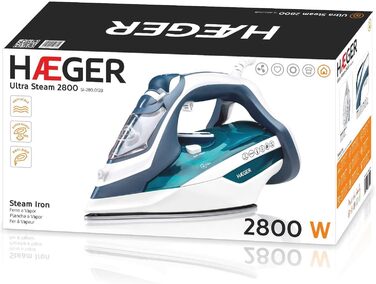 Праска HAEGER Ultra STEAM 2800W з керамічною підошвою, антикапля, антиналіт, самоочищення
