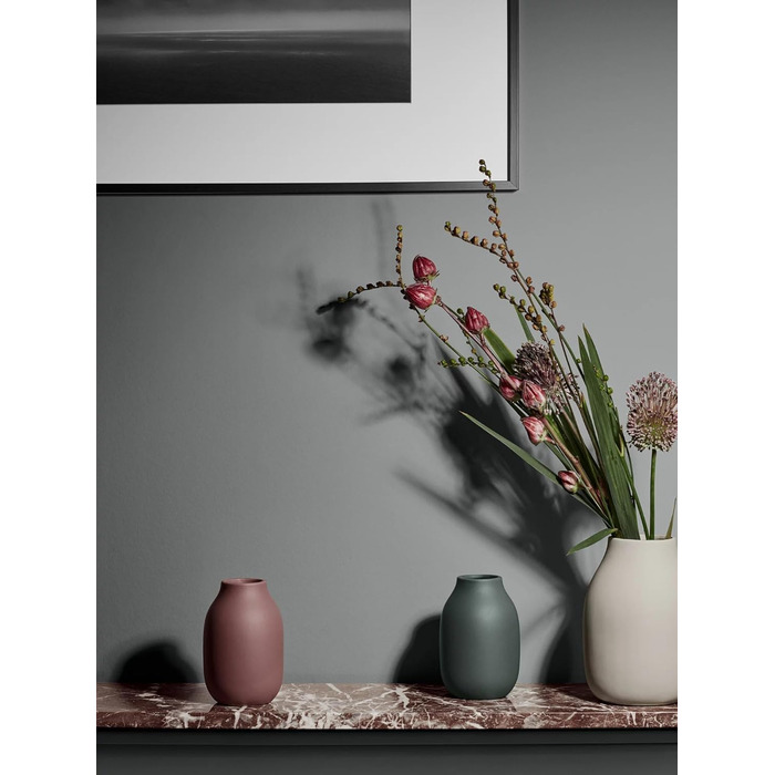 Ваза Blumus COLORA L з кераміки, Agave Green, ручної роботи, декоративна настільна ваза, 20x14x14 см