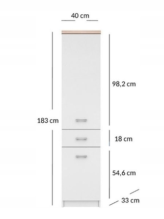 Стелаж Mebelbos Top Mix, білий, 40 x 183 x 33 см