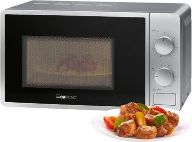 Мікрохвильова піч Clatronic 20 л з грилем, 5 режимів, таймер 30 хв, срібляста нержавійка, MWG 792 Inox