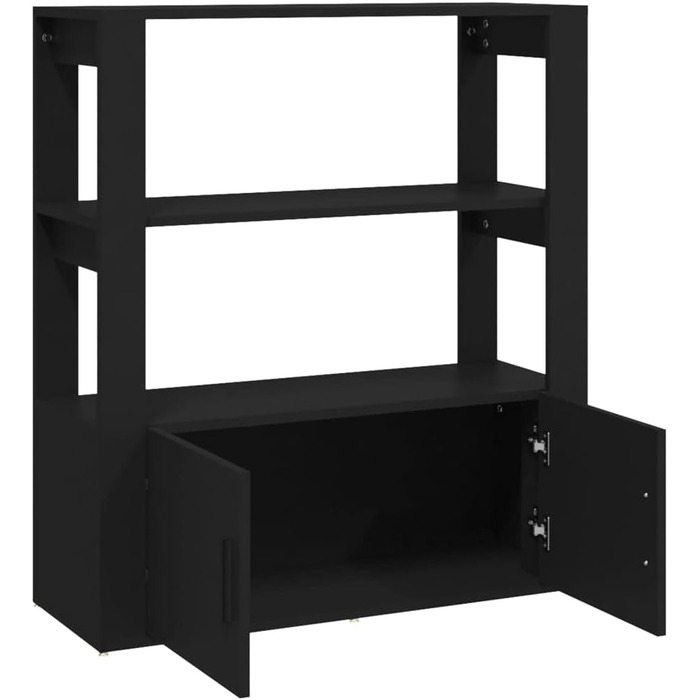 Шафа-комод vidaXL чорна 80x30x90 см, деревостружкова плита, багатофункціональна тумба для вітальні, книг і зберігання