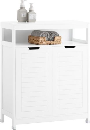 SoBuy BZR121-W Комод для ванної з 2 дверцятами, середній білий шафа 70x90x35 см, меблі для ванної, тумба у передпокій