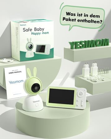 Відеоняня з камерою 1080P HD PTZ 360° та Wi-Fi: монітор для немовлят з додатком, нічним баченням, 4x Zoom, детекцією руху/звуку, двостороннім аудіо, автотрекінгом та сповіщеннями | 8SM