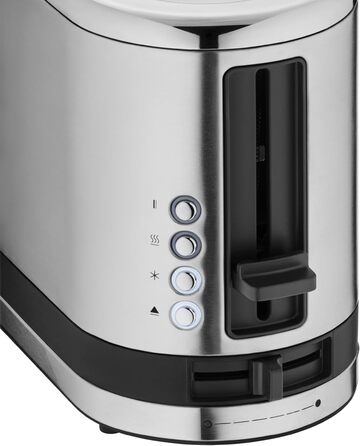 Тостер WMF Küchenminis Langschlitz XXL: тостер з функцією для булочок, 2 слоти, 7 рівнів підсмажування, 900 Вт, нержавіюча сталь матова срібляста