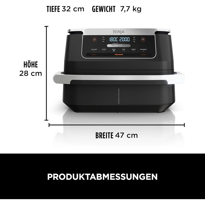 Аерофритюрниця Ninja FlexDrawer AF550EU 6.6 л, чорна: багатофункціональна фритюрниця 6-в-1 з великою шухлядою Dual Zone, функціями запікання та Max Crisp