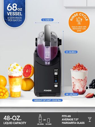 Машина для приготування сляш та коктейлів FOHERE 2L, 5-в-1, без льоду, самоочищення, Quickfreeze Technology