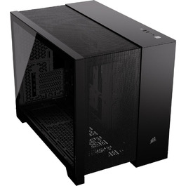 Комп'ютерний корпус CORSAIR 2500D Airflow mATX, двокамерний, без вентиляторів, підтримка зворотного підключення материнської плати, чорний, для високої гнучкості охолодження