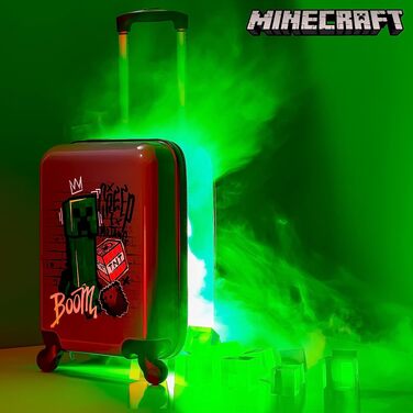 Дитяча дорожня валіза Minecraft на колесах, легкий твердий кейс-тролей для хлопчиків та дівчаток, сірий, розмір S