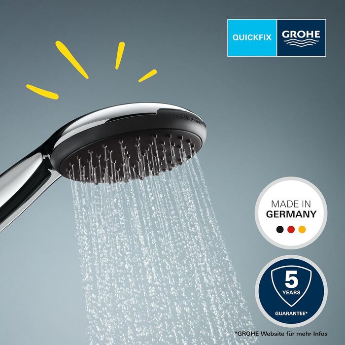 Душова лійка GROHE Vitalio 110, водоощадна (8 л/хв), 3 режими струменя, універсальне підключення, хром, 26031001