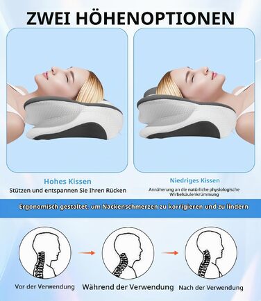 Ортопедична подушка з ефектом пам'яті (Memory Foam) для шиї та голови, ергономічна антихрапічна подушка для сну на боці, спині та животі