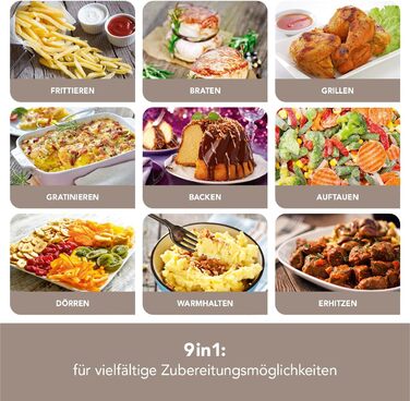 Цифрова аерофритюрниця GOURMETmaxx 12 л XXL з таймером, сенсорним дисплеєм, вертелем та решіткою для запікання, 8 програм, 1800 Вт, чорна, енергозберігаюча, для приготування без жиру