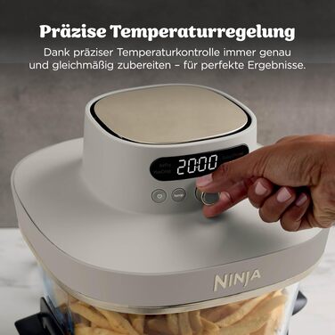 Скляна аерофритюрниця Ninja CRISPi PRO XL Air Fryer з 5 функціями, контейнерами CleanCrisp (5,7 л та 2,3 л) та кришкою для зберігання, AS090EUGN (Stone Gold)