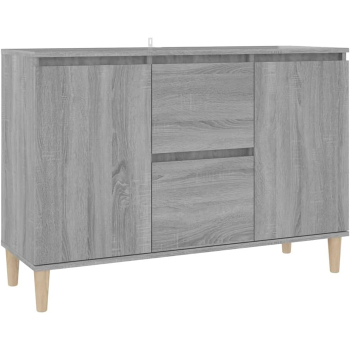 Комод vidaXL з 2 шухлядами і 2 дверцятами, сіро-дубовий Sonoma, 103,5x35x70 см, деревостружкова плита, багатофункціональна тумба для вітальні чи спальні