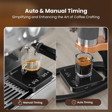 Таймерна вага для еспресо та пуроверу Maestri House Mini-Kaffeewaage 2кг/0.1г, чорна - портативні кухонні ваги з автоматичним вимірюванням часу