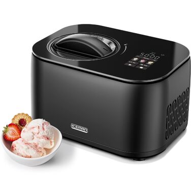 Морожениця Chefman Iceman з компресором, 2 x 600 мл, чорна - для морозива, сорбету, йогурту