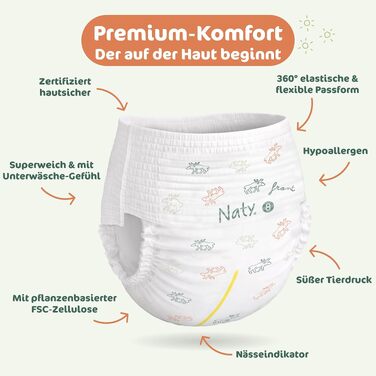 Підгузки-трусики Naty FreeMovers, розмір 5 (12–18 кг), 80 шт
