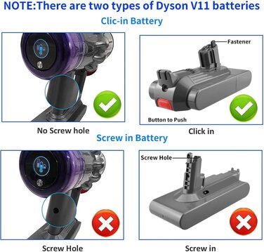 Акумулятор aunstarwei V11 3600mAh 25.2V для пилососа Dyson V11 (Click-in, сумісний: V11 Drehmomentantrieb, Tier, Absolute Pro, Fluffy Extra, 970425-01)