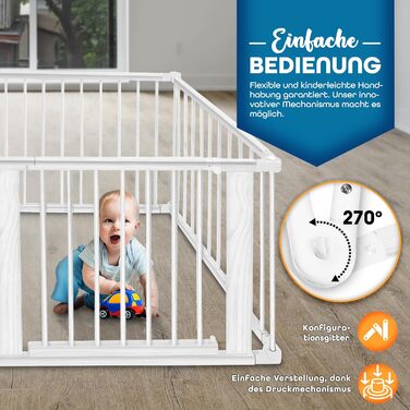 KIDUKU® Манеж для дітей 7,2 м XXL складаний з дверима, подвійний захист, 8 секцій, білий, огорожа для малюків