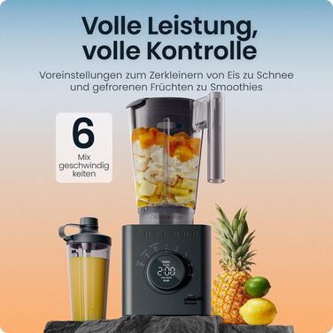 Блендер стаціонарний Chefman Obliterator 1.2л, 1380W, для смузі, льоду, горіхів, з нержавіючою сталлю, функція Auto Blend, пляшка 600мл - Midnight