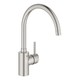 Змішувач кухонний GROHE Concetto Supersteel 32661DC3 нержавіюча сталь: поворотний на 150°, з обмежувачем витрати води, комплект кріплення
