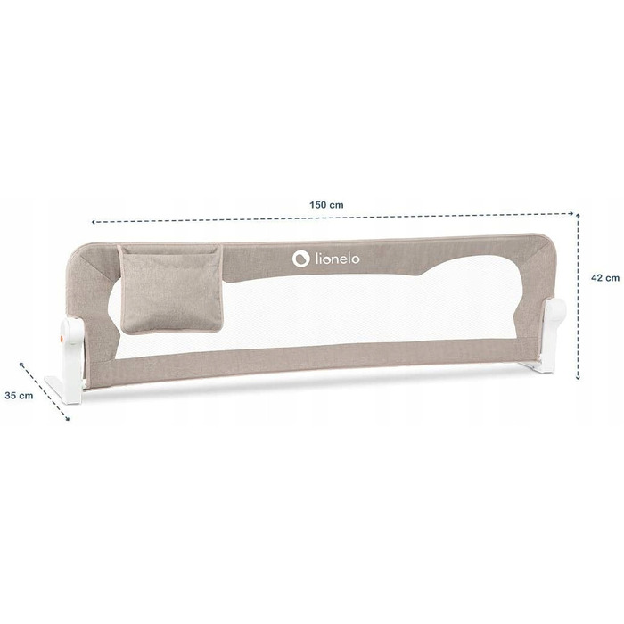 Захисна бічна стінка для ліжка Lionelo Eva, 42 x 150 см, бежева