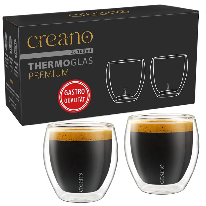 Набір подвійних склянок для напоїв Creano PREMIUM 400 мл, 6 шт — термосклянки з GastroSeal, стійкі до миття в посудомийній машині, гастрономічна якість