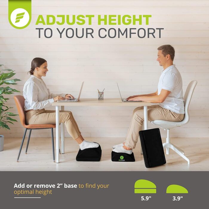 Підставка для ніг ErgoFoam під стіл: ергономічна, регульована, ортопедична, для роботи в офісі та вдома - преміум якість