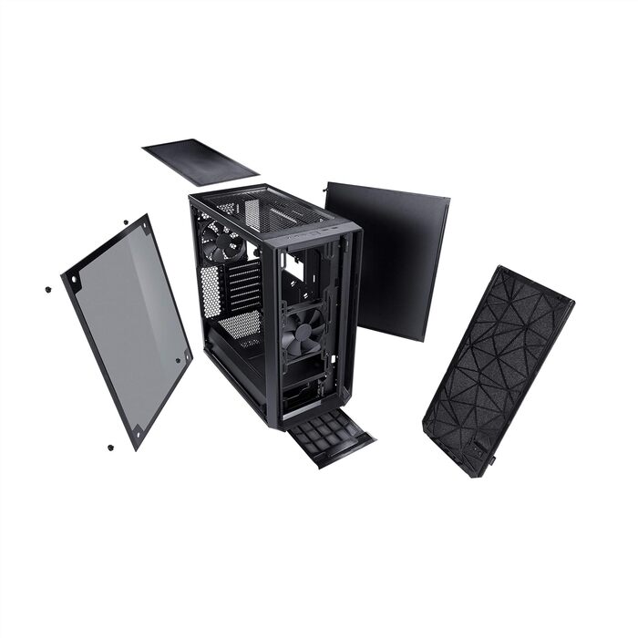 Корпус для комп'ютера Fractal Design Meshify C, компактний, з високою вентиляцією, 2 вентилятори, скляна панель, USB 3.0, чорний